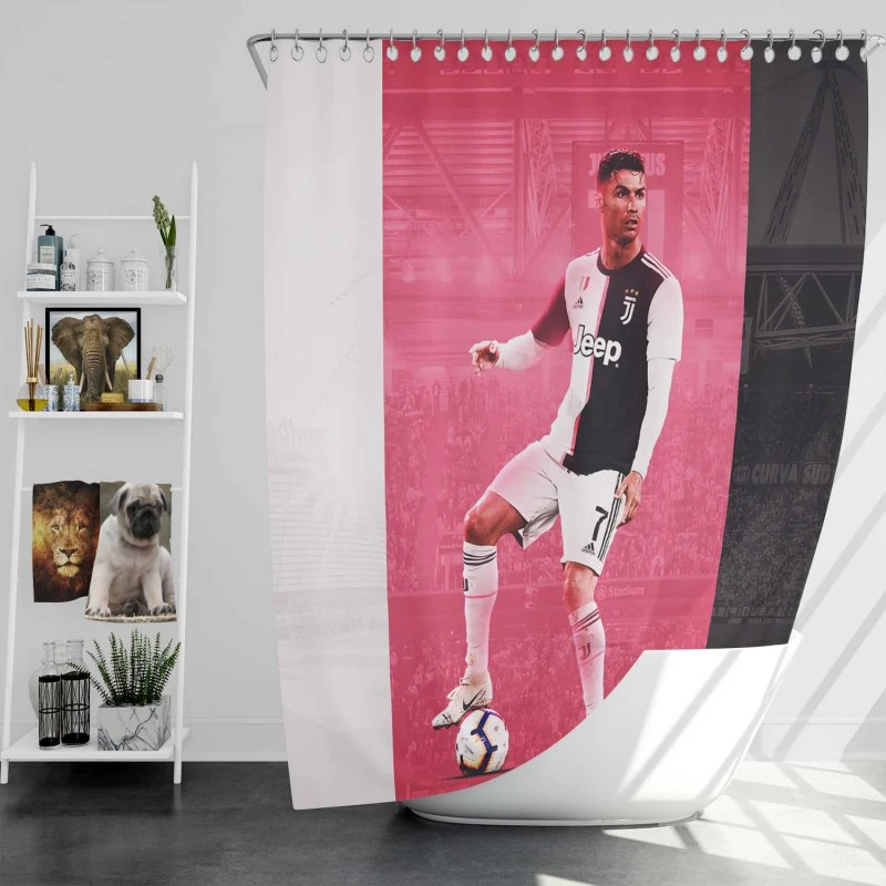 Cristiano Ronaldo In Juventus Club Shower Curtain