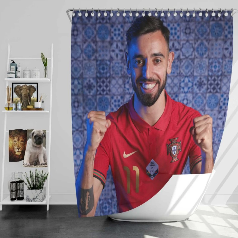 Bruno Fernandes Professional Football Player Shower Curtain