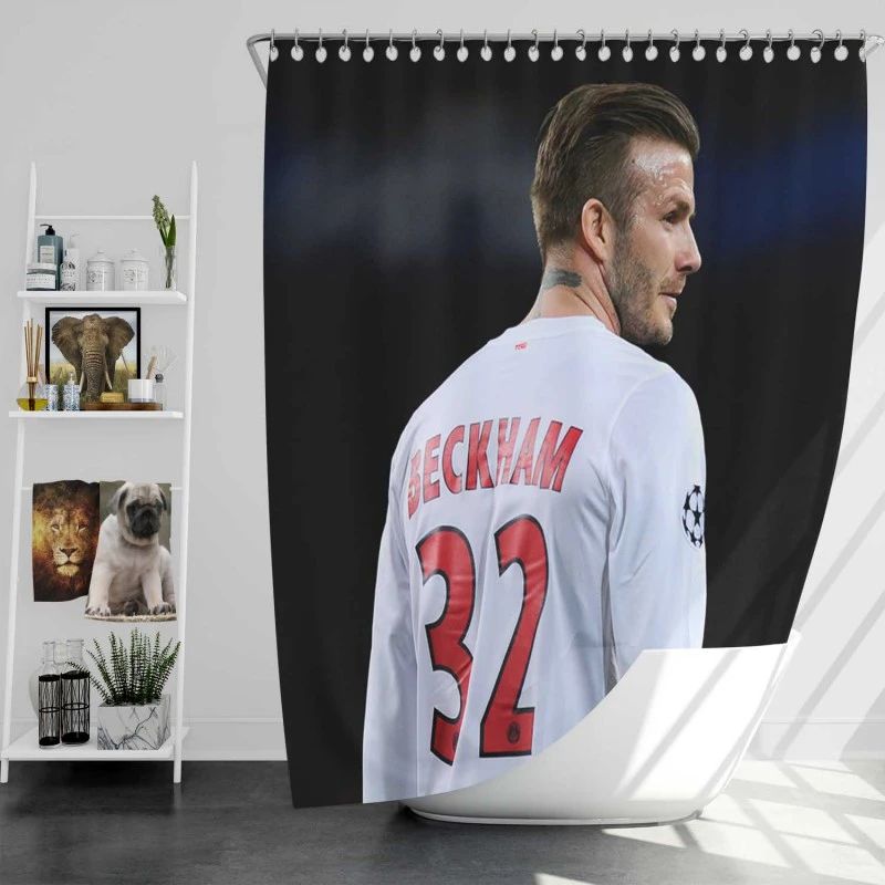 David Beckham In White Jersey Shower Curtain