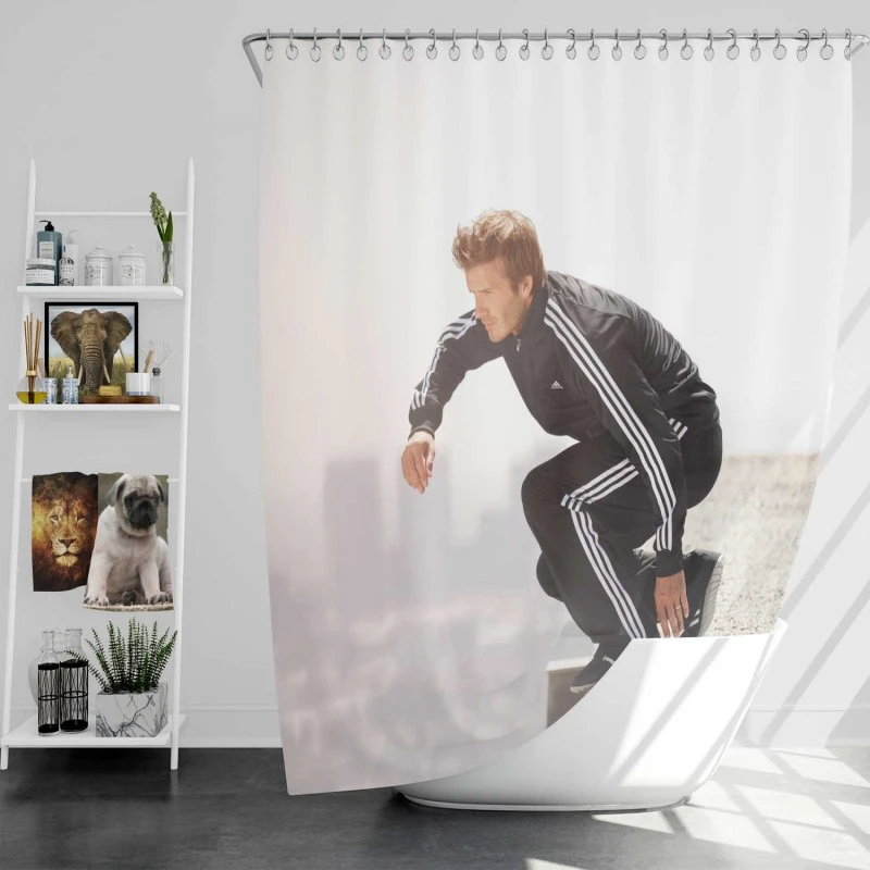 David Beckham In Nike Black Kit Shower Curtain