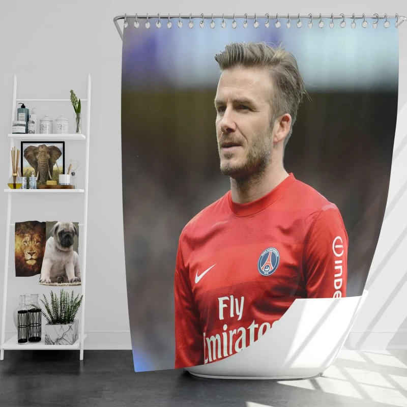 David Beckham Active Player In Red Jersey Shower Curtain