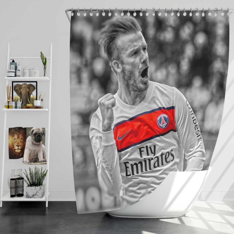 David Beckham In Psg Shower Curtain