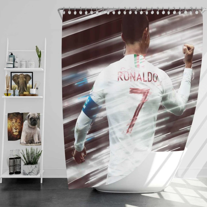 Cr7 Portugal Soccer Star Shower Curtain