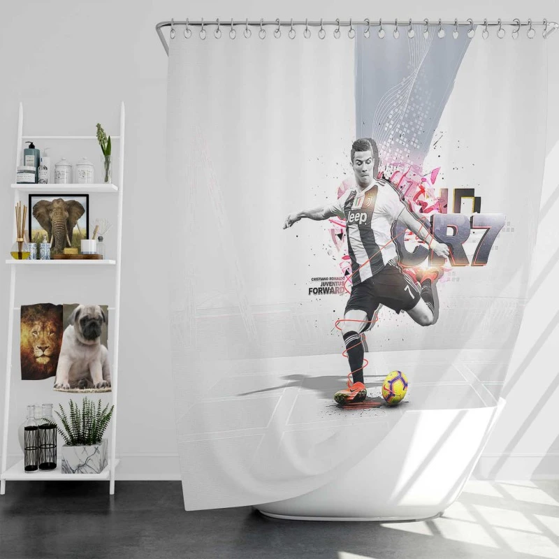 Cristiano Ronaldo Juve Cr7 Soccer Player Shower Curtain