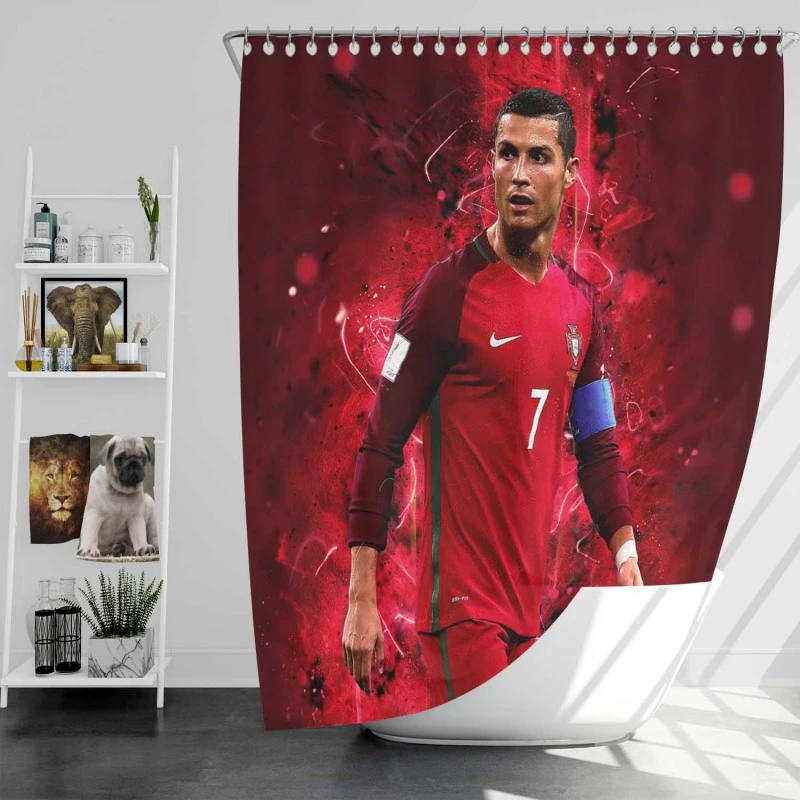 Healthy Portugal Sports Player Cristiano Ronaldo Shower Curtain