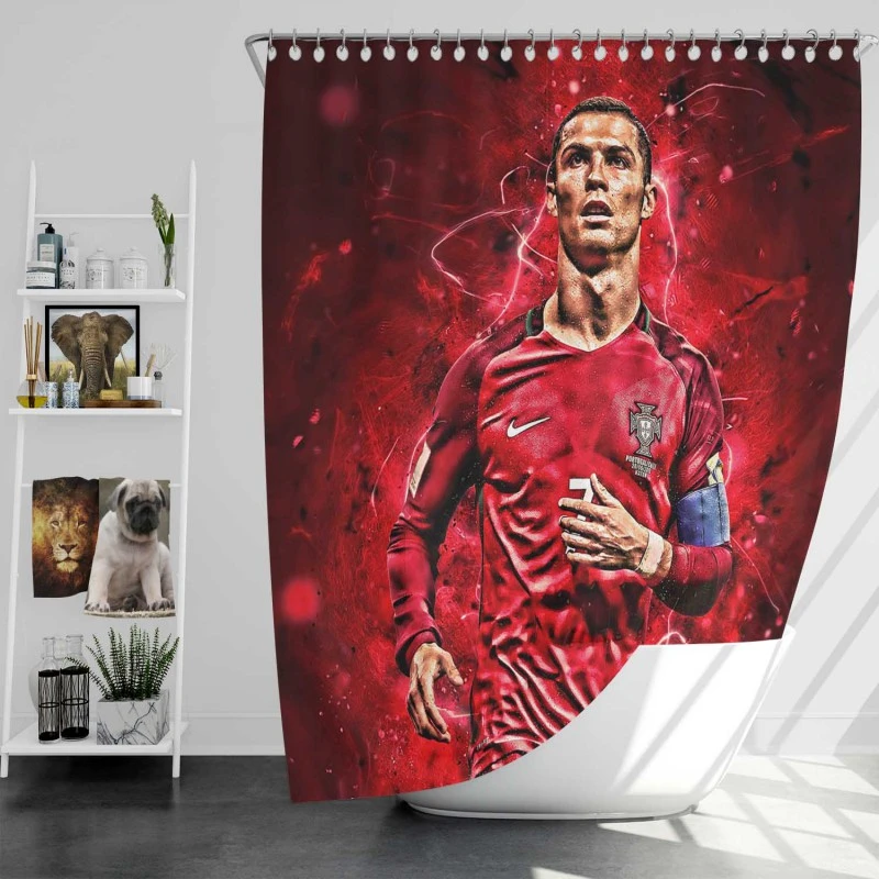 Portugal Captain Sports Player Cristiano Ronaldo Shower Curtain