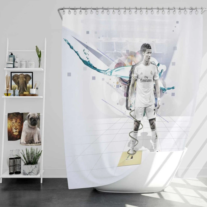 Cristiano Ronaldo Determined Madrid Footballer Shower Curtain