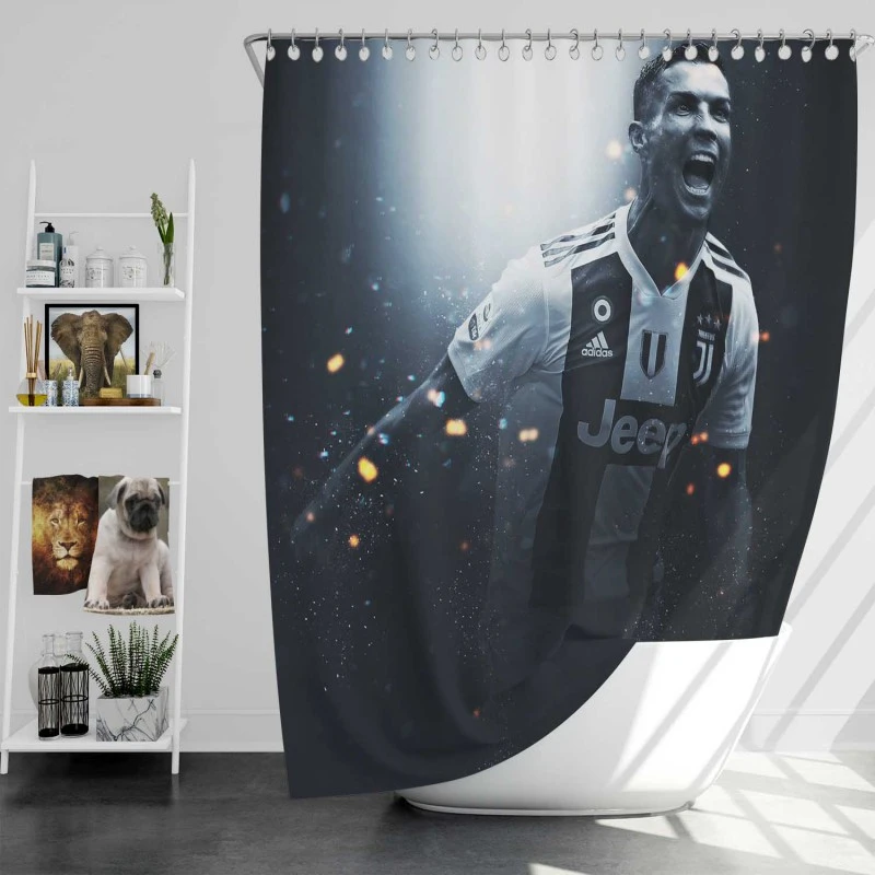Flexible Juventus Football Player Cristiano Ronaldo Shower Curtain