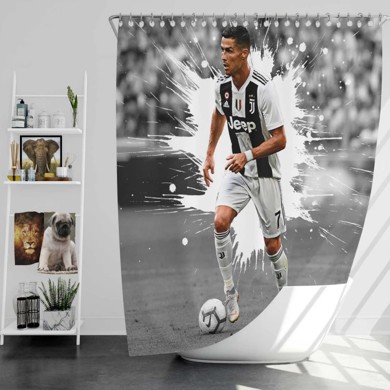 Cristiano Ronaldo Gifted Juve Football Player Shower Curtain