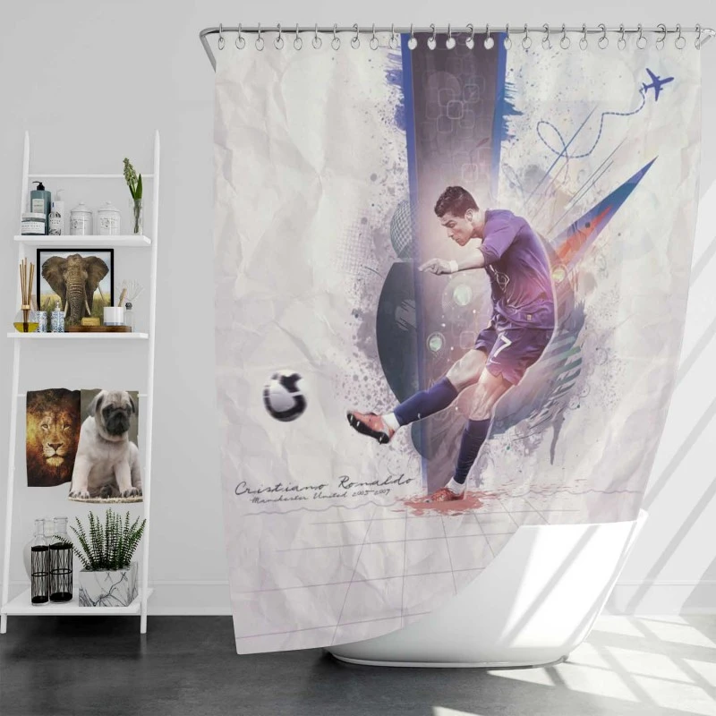 Cristiano Ronaldo Competitive Football Player Shower Curtain