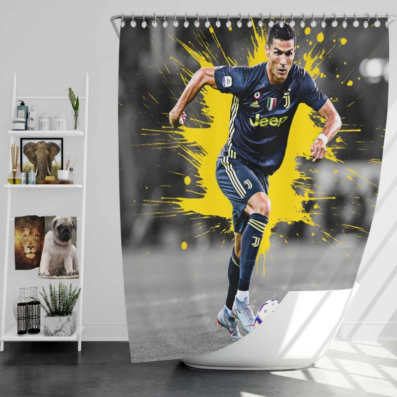 Cristiano Ronaldo Juve Serie A Soccer Player Shower Curtain