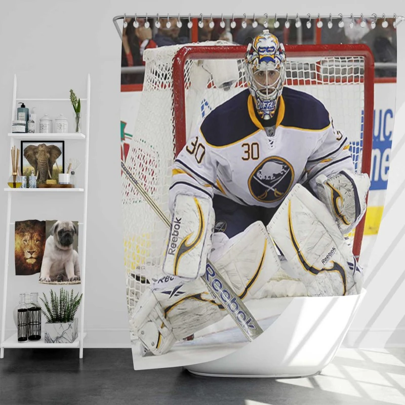Popular Hockey Player Ryan Miller Shower Curtain