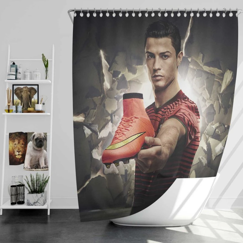 Cristiano Ronaldo Sportive Football Player Shower Curtain