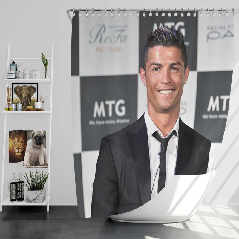 Cristiano Ronaldo Spright Football Player Shower Curtain