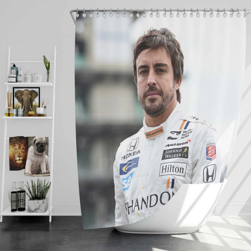 Fernando Alonso Strong Spanish Formula 1 Player Shower Curtain