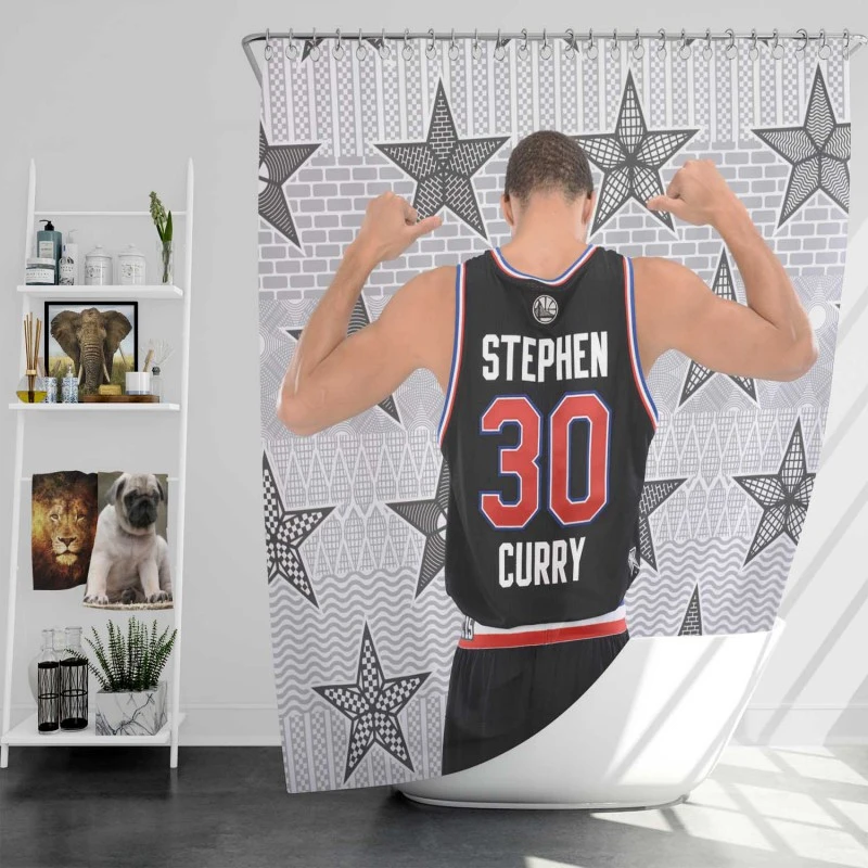 Energetic Nba Stephen Curry Shower Curtain
