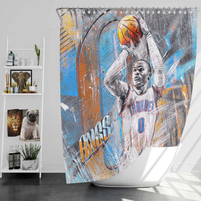 Russell Westbrook Oklahoma City Thunder Nba Shower Curtain
