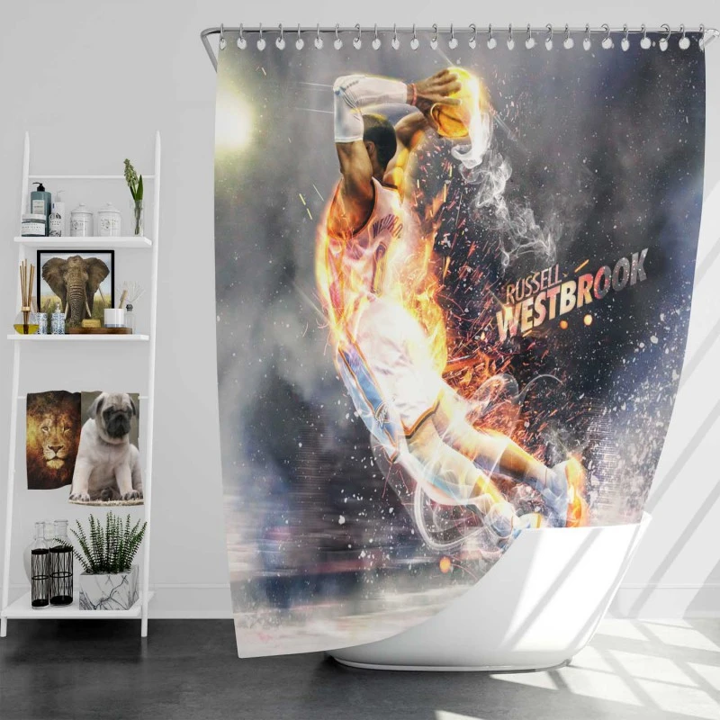 Russell Westbrook Nba Digital Artwork Shower Curtain