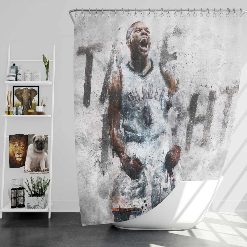Russell Westbrook Oklahoma City Thunder Art Shower Curtain