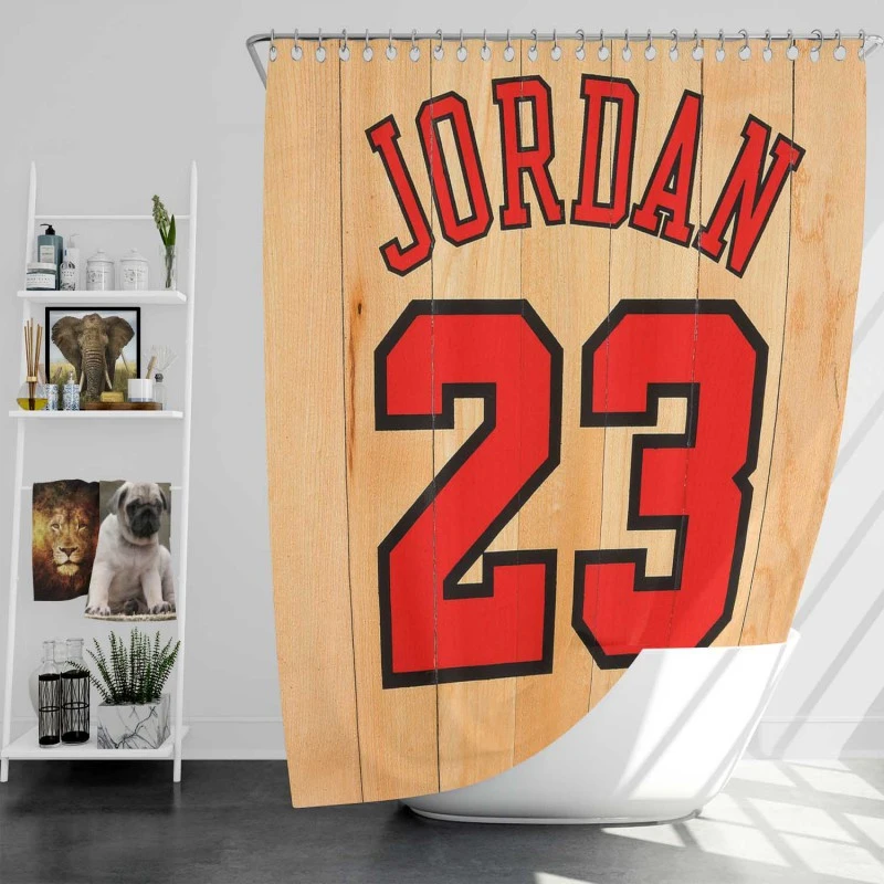 Powerful Nba Basketball Player Michael Jordan 23 Shower Curtain