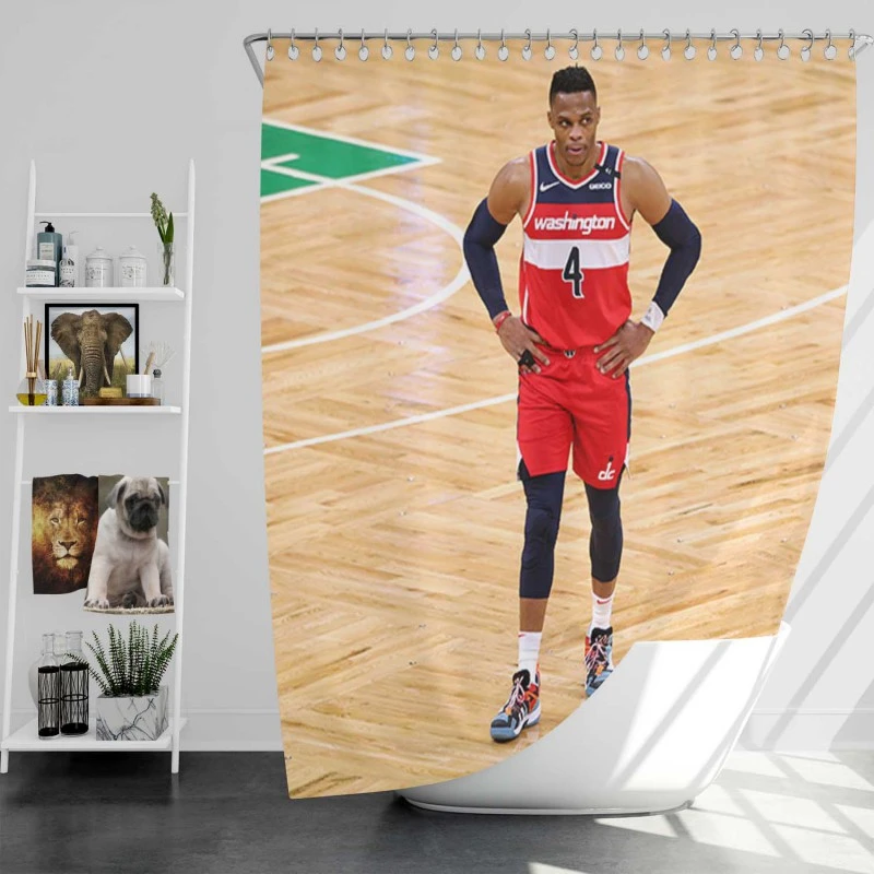 Russell Westbrook Nba Court Shower Curtain
