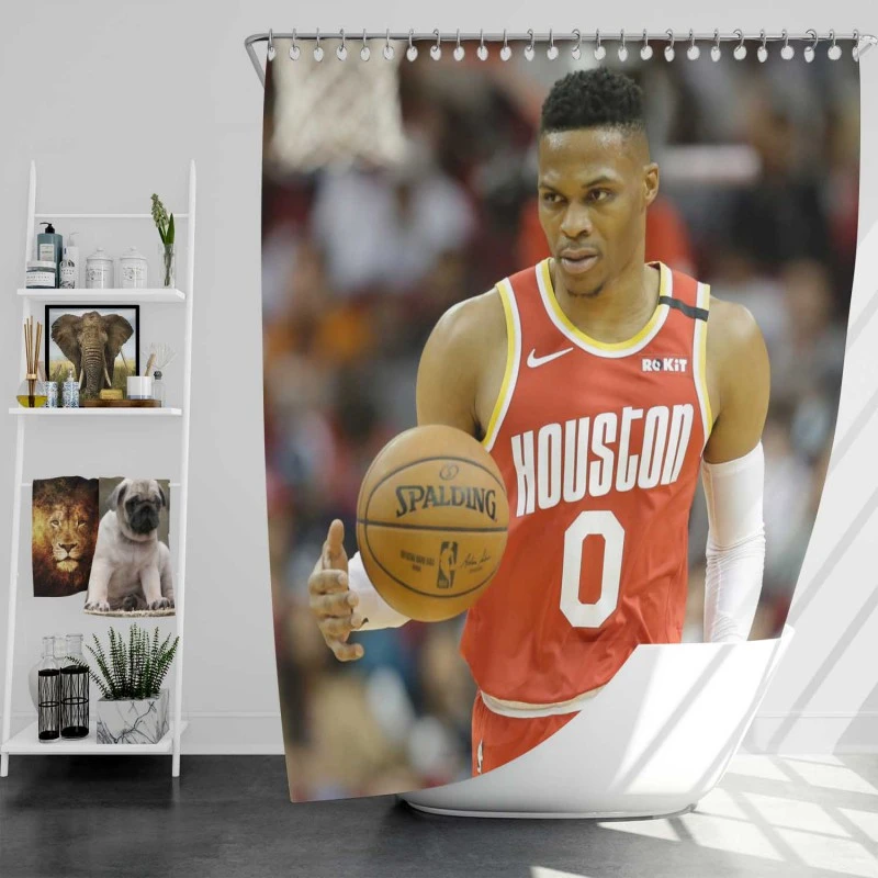 Russell Westbrook Nba Houston Rockets Basketball Shower Curtain