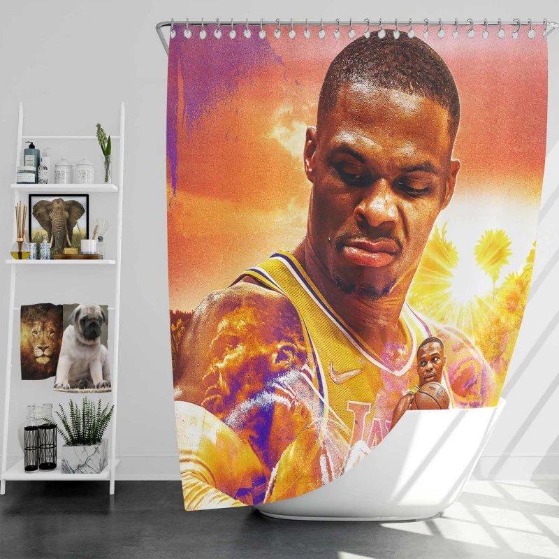 Russell Westbrook Basketball Shower Curtain