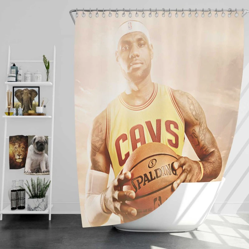 Powerful Nba Basketball Player Lebron James Shower Curtain