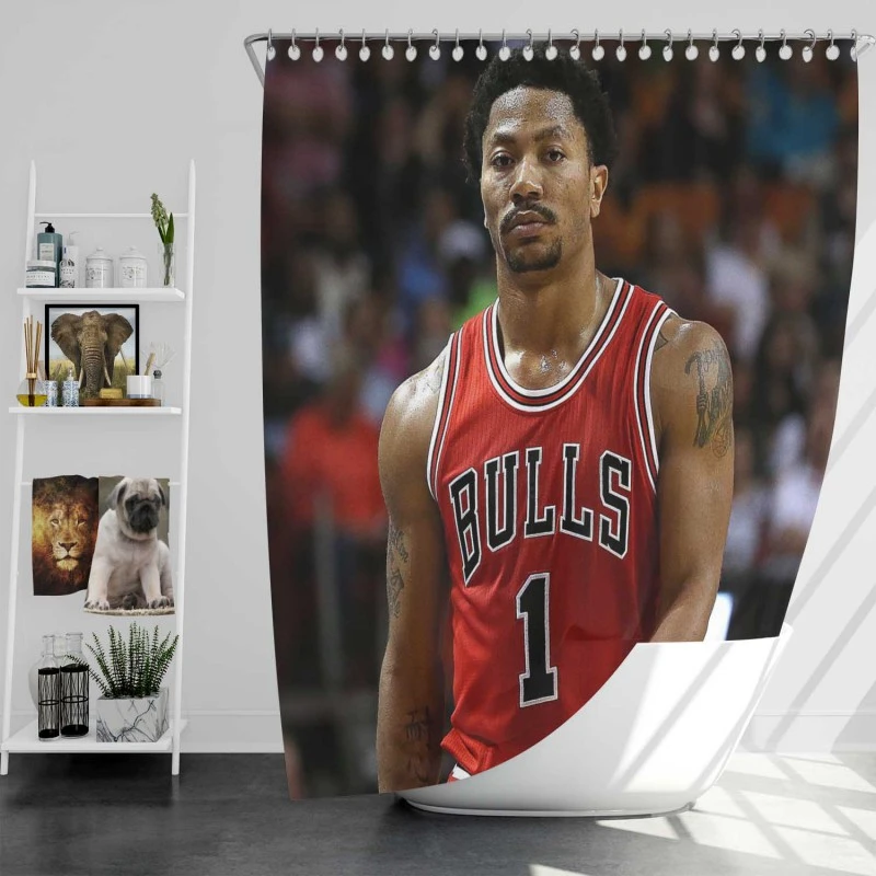 Derrick Rose Top Ranked Nba Basketball Player Shower Curtain