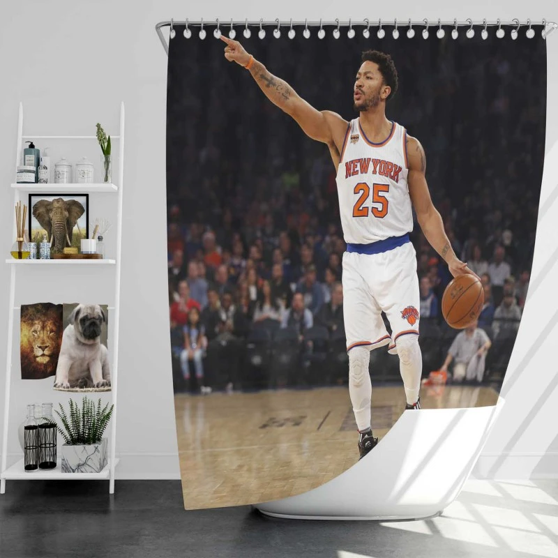 Exellelant Nba Basketball Player Derrick Rose Shower Curtain