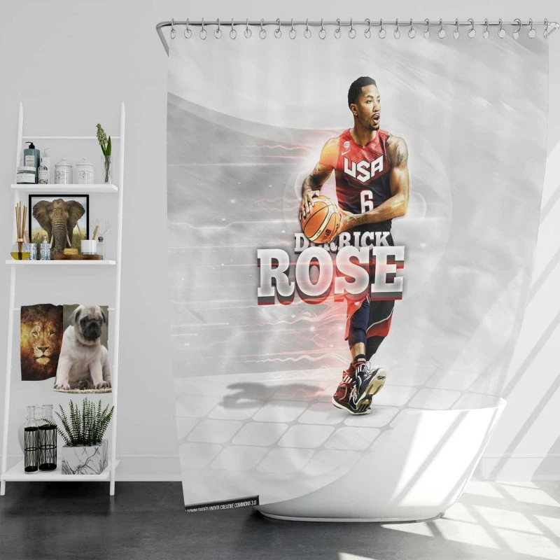 Professional Nba Basketball Player Derrick Rose Shower Curtain