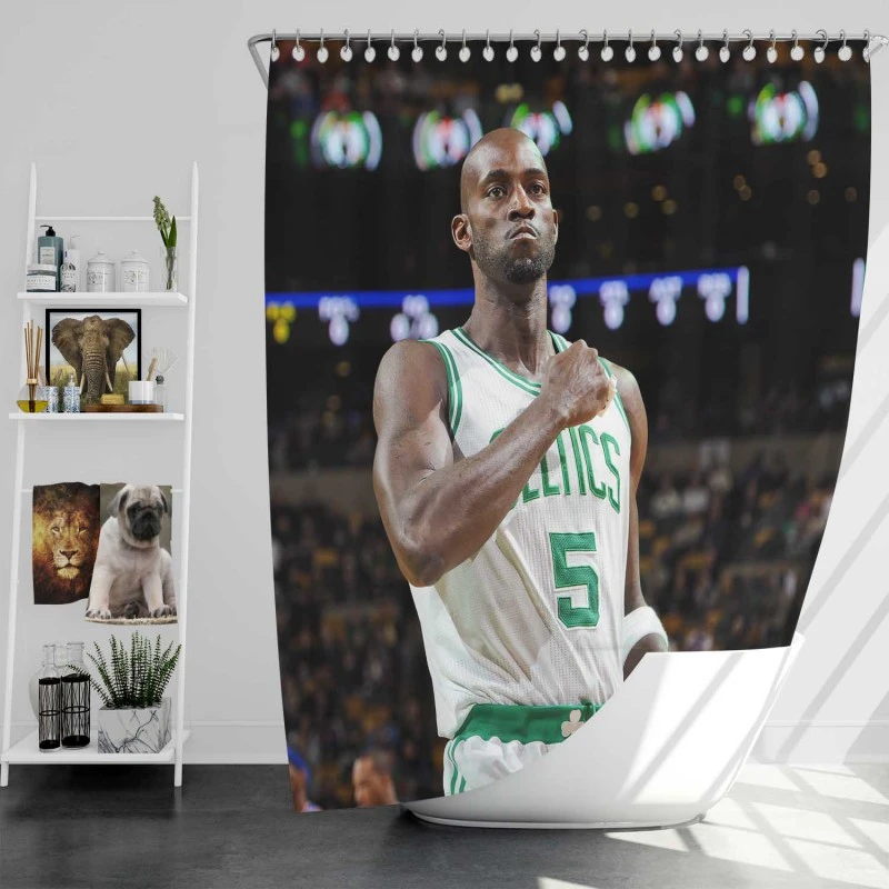 Boston Celtics Kevin Garnett Nba Basketball Club Shower Curtain