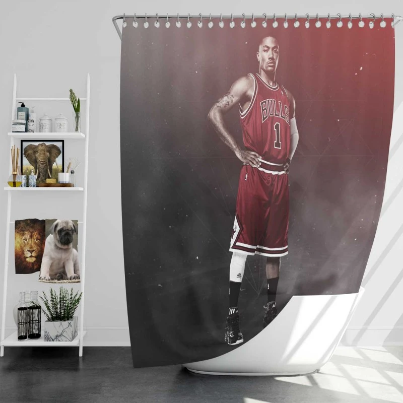 Derrick Rose Chicago Bulls Nba Basketball Player Shower Curtain