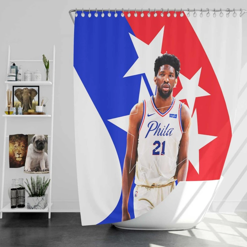 Joel Embiid Professional Nba Basketball Player Shower Curtain