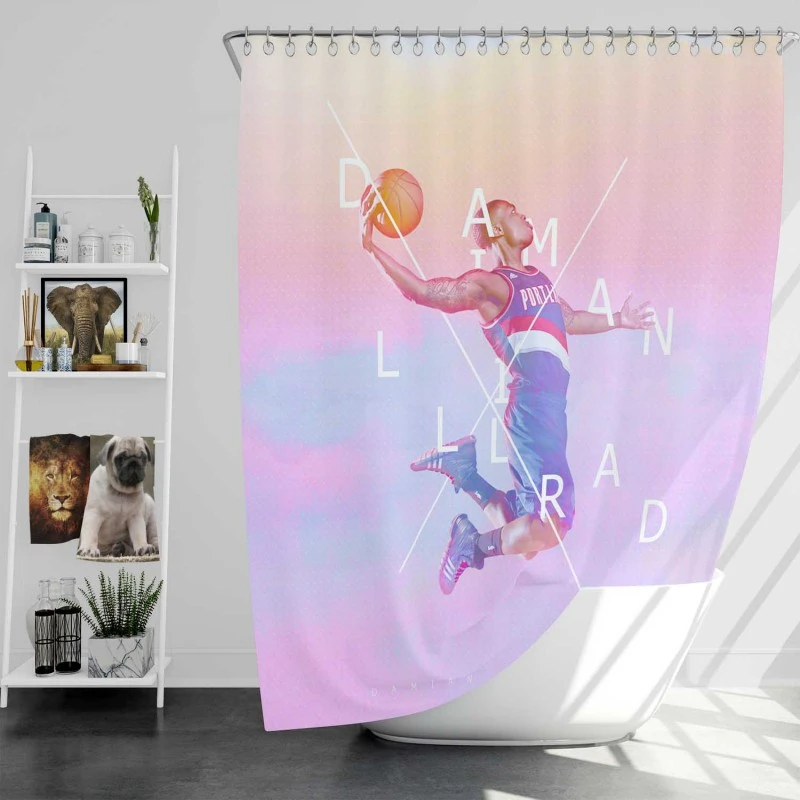 Energetic Nba Basketball Player Damian Lillard Shower Curtain