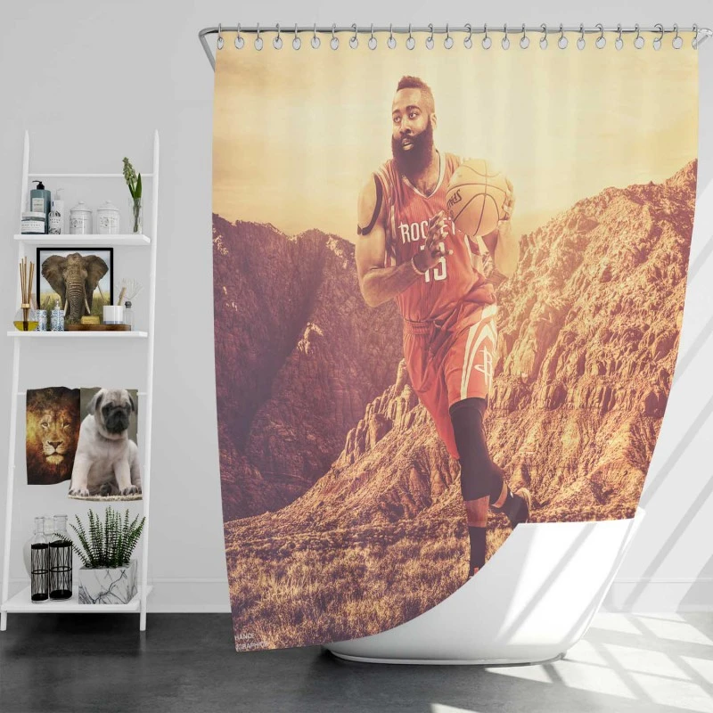 James Harden Energetic Nba Basketball Player Shower Curtain