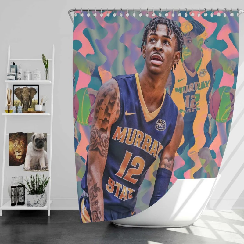 Ja Morant Energetic Nba Basketball Player Shower Curtain