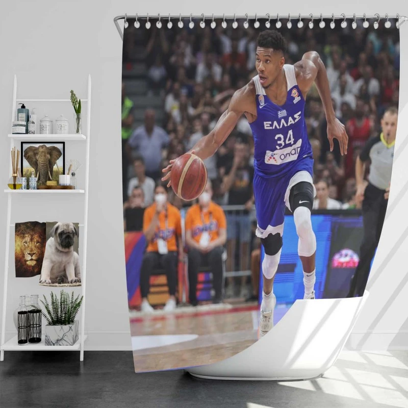 Giannis Antetokounmpo Basketball Player Shower Curtain