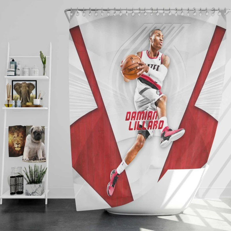 Strong Nba Basketball Player Damian Lillard Shower Curtain
