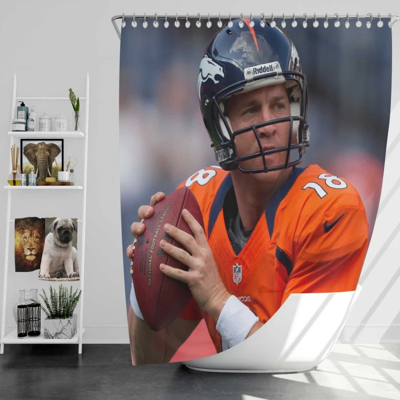 Peyton Manning Energetic Nfl Football Player Shower Curtain