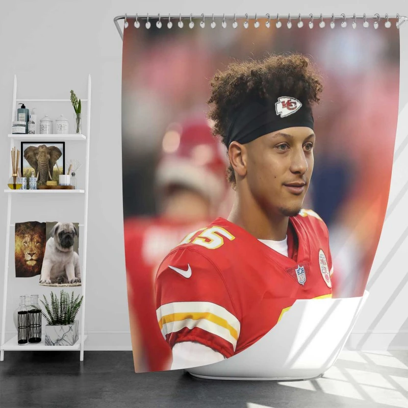 Powerful Nfl Football Player Patrick Mahomed Shower Curtain