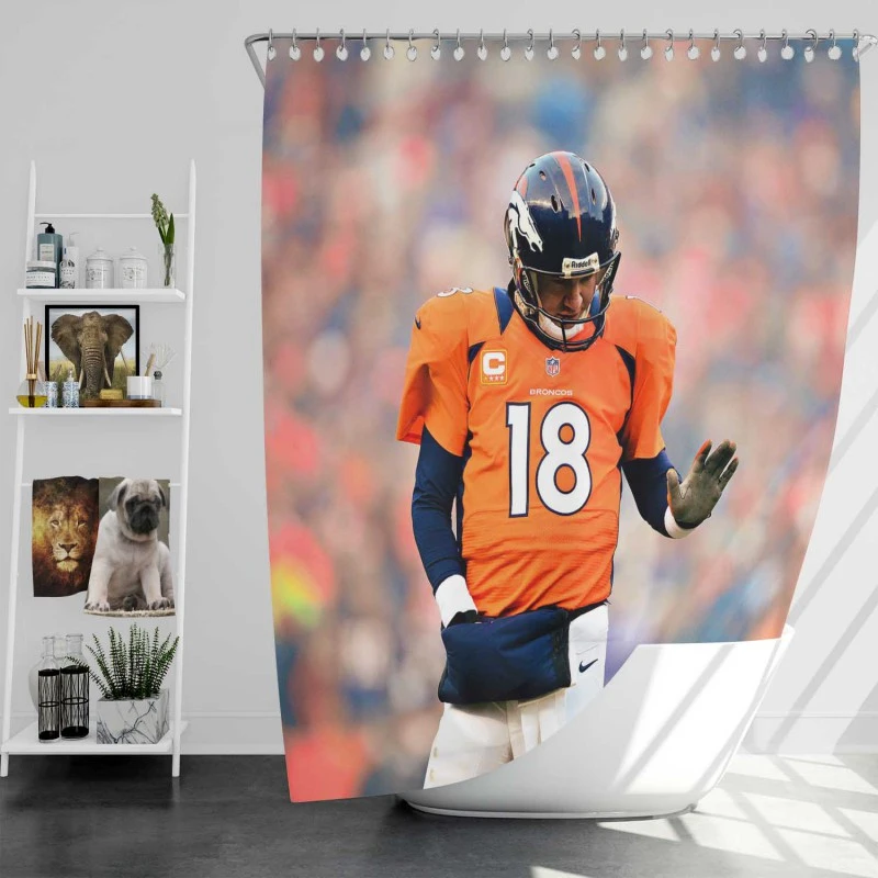 Powerful Nfl Football Player Peyton Manning Shower Curtain