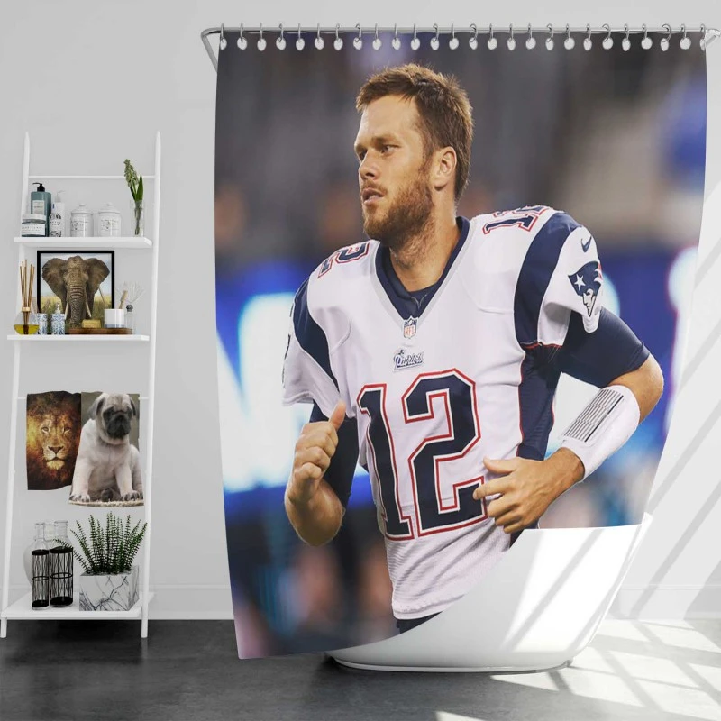 Strong Nfl Player Tom Brady Patriots Shower Curtain
