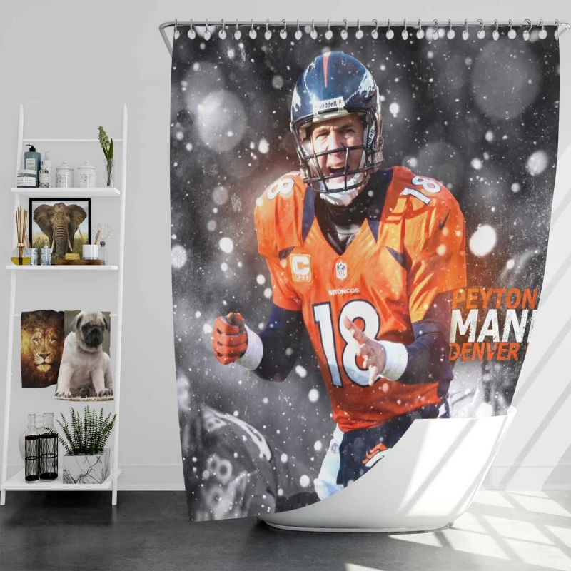 Strong Nfl Football Player Peyton Manning Shower Curtain