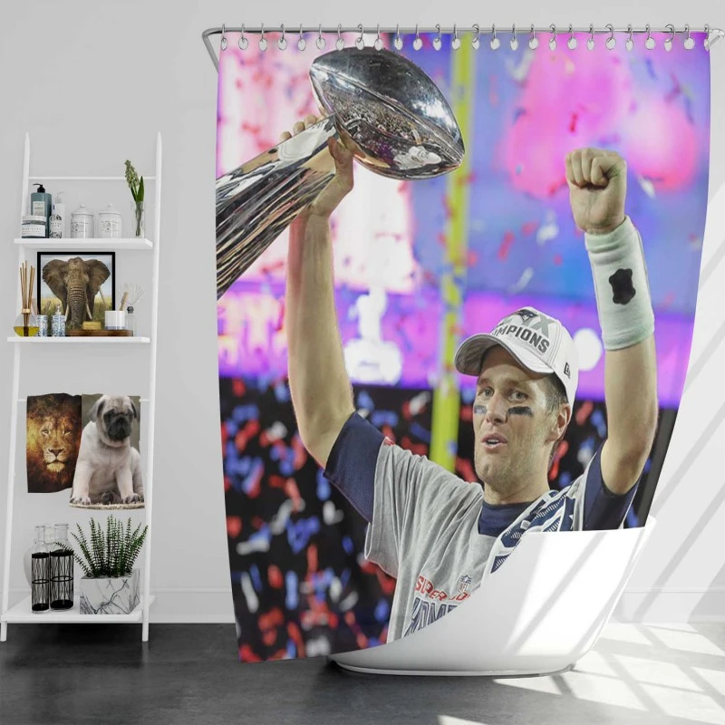 Popular Nfl Footballer Tom Brady Shower Curtain