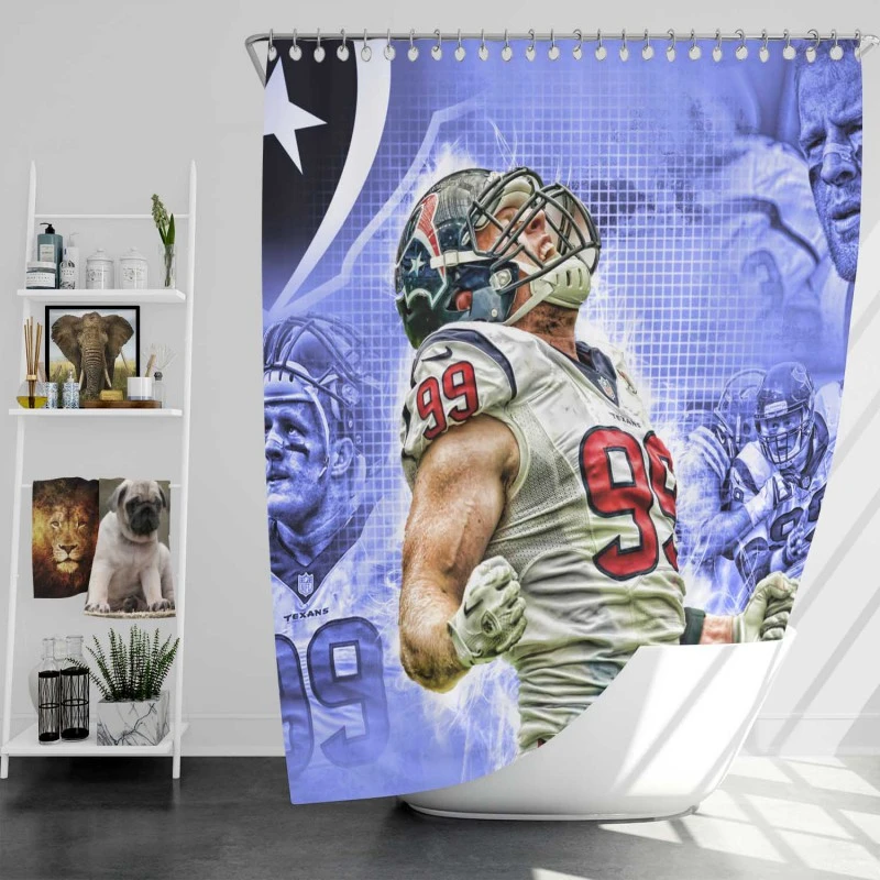 Jj Watt Houston Texans Exciting Nfl Football Player Shower Curtain