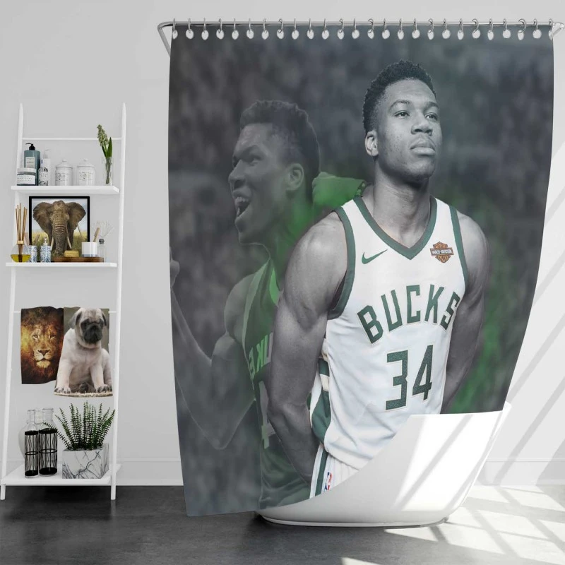 Giannis Antetokounmpo Professional Nba Player Shower Curtain