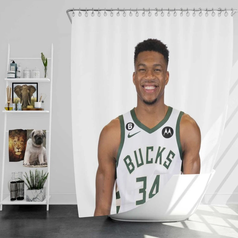 Exellelant Basketball Player Giannis Antetokounmpo Shower Curtain