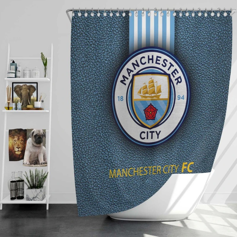 Popular England Soccer Club Manchester City Logo Shower Curtain