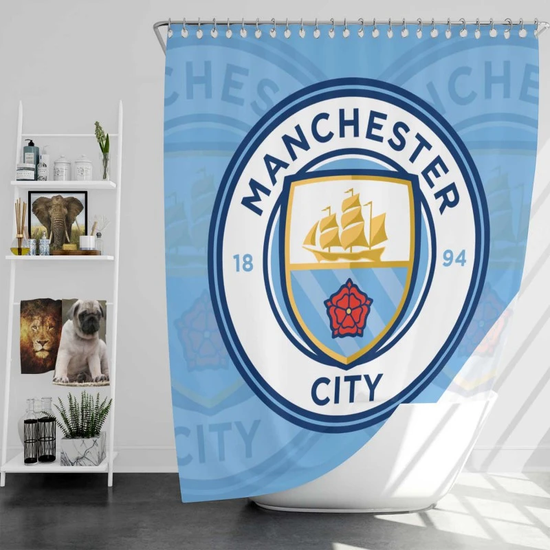 Club World Cup Soccer Team Manchester City Fc Shower Curtain